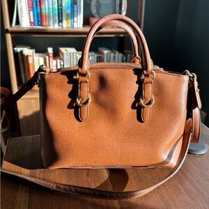 Lauren Ralph Lauren Tan Leather Satchel (significant flaws)